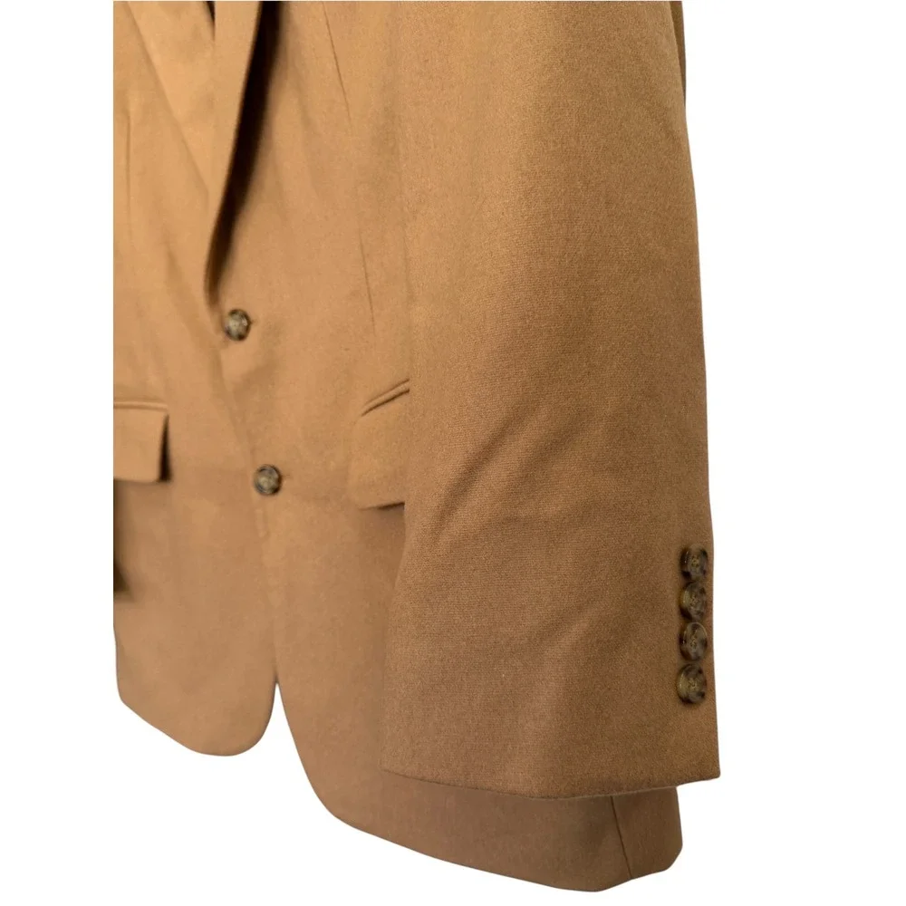 Oscar de la Renta Mens Blazer 42R Camel Tan Wool Cashmere Blend Sport Coat